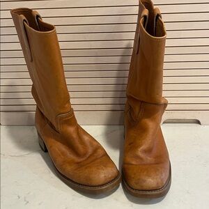 Landis Vintage Boots Men Leather Cowboy Western Square Toe‎ Campus Boots